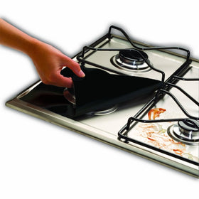 Gas Range Protectors - Non-Stick, Easy-Clean, Black, Set of 4 - By Cooks Innovations