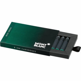 Montblanc Ink Cartridges Irish Green 106274 | Short International Standard Fountain Pen Refills in Dark Green | 8 Pen Cartridges
