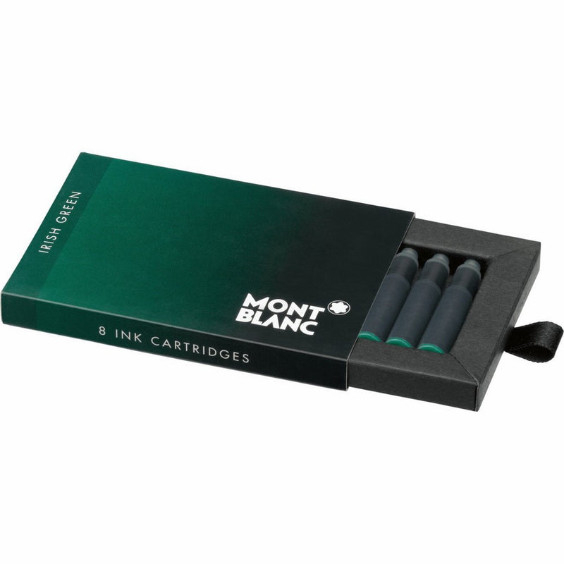 Montblanc Ink Cartridges Irish Green 106274 | Short International Standard Fountain Pen Refills in Dark Green | 8 Pen Cartridges