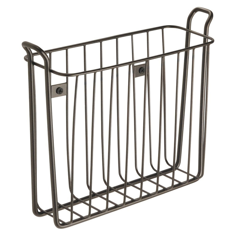 InterDesign Classico Wall Mount Newspaper and Magazine Holder Rack - Bathroom Organizer - Bronze