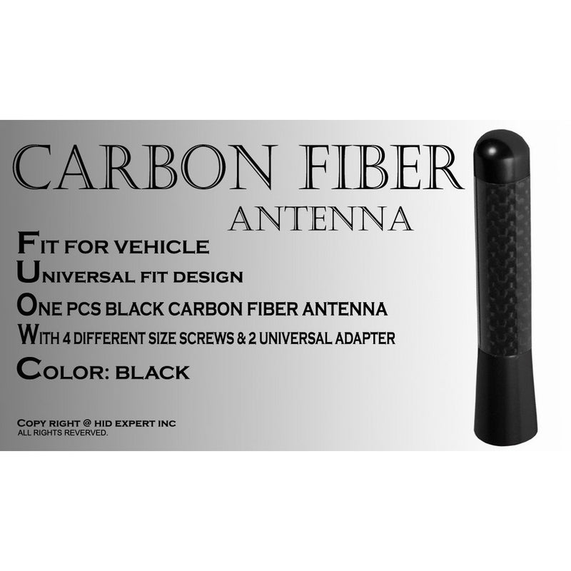 3" inch 76mm 100% Carbon Fiber Black SHORT Universal Fit Antenna