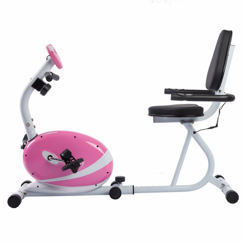 Sunny Health & Fitness Magnetic Recumbent Bike Exercise Bike, 220lb Capacity, Monitor, Pulse Rate Monitoring - P8400