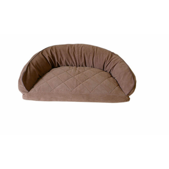 CPC Diamond Quilted Semi Circle Saddle Lounge for Dogs and Cats with Chocolate Piping, 27 x 19 x 10-Inch