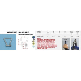316 Stainless Steel Webbing Shackle 1" (S0231-0025)