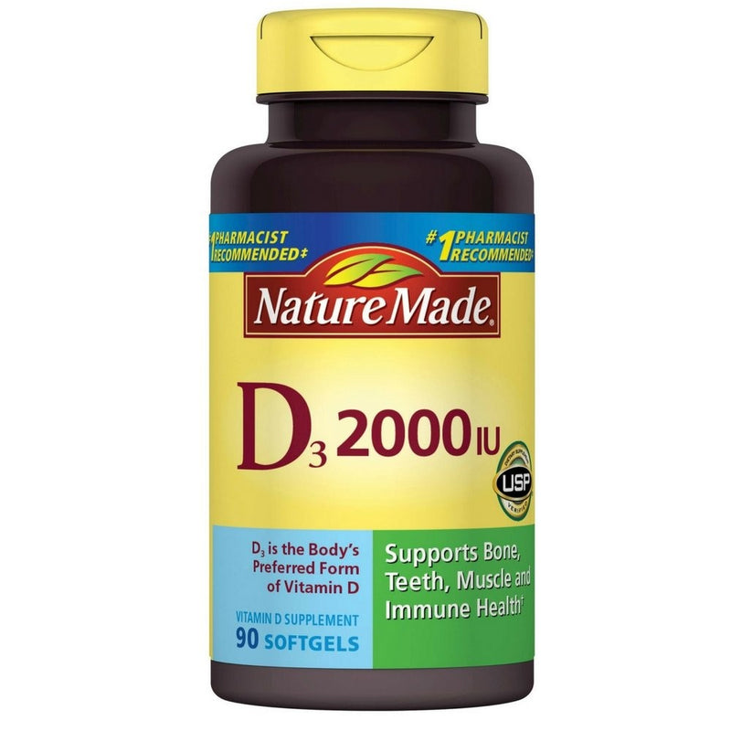 Nature Made Vitamin D3 2000 IU Liquid Softgels 90 ea (Pack of 2)