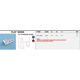 316 Stainless Steel Flat Hook 5/16" (S3715-0000) X 5 PK