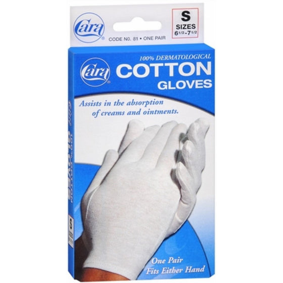 Cara 100% Dermatological Cotton Gloves Small 1 Pair (Pack of 2)