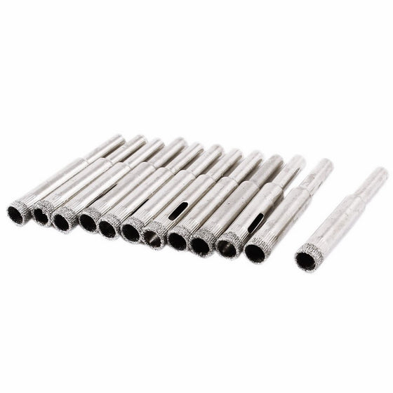 uxcell Straight Shank 8mm Diamond Drill Bit Tile Glass Hole Saw 12 Pcs