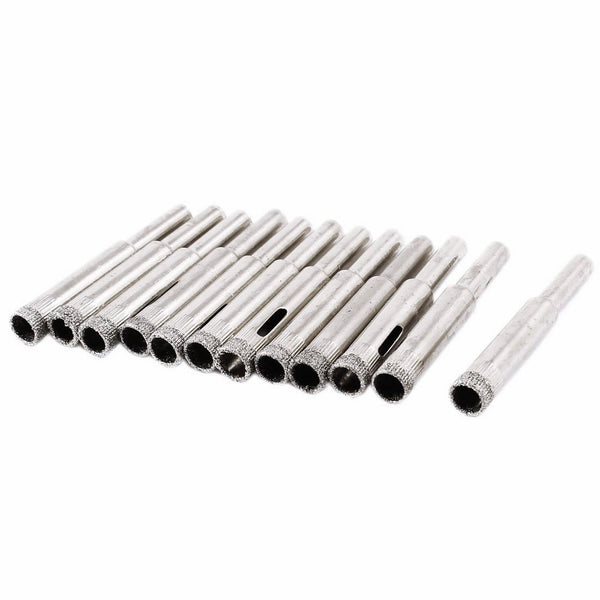 uxcell Straight Shank 8mm Diamond Drill Bit Tile Glass Hole Saw 12 Pcs