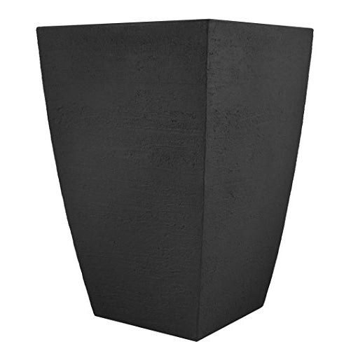 Tusco Products MSQT19BK Modern Square Garden Planter, 19-Inch, Black