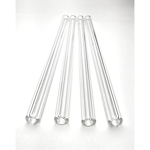 TheStrazSpot Crystal clear straight glass straw set of 4 with cleaning brush 9.5mm x 8 inch