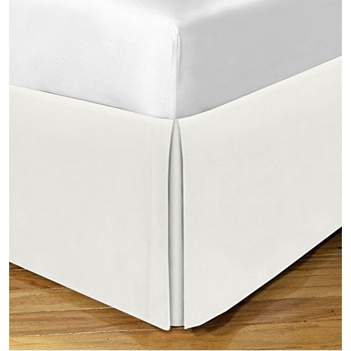 Today's Home Microfiber Bed Skirt Dust Ruffle Classic Tailored Styling 14" Drop Queen, Ivory