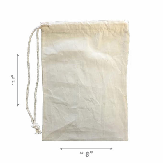 LA Linen 100% Cotton Durable Drawstring Muslin Produce Storage Bags, 8" by 12", 1 Pack