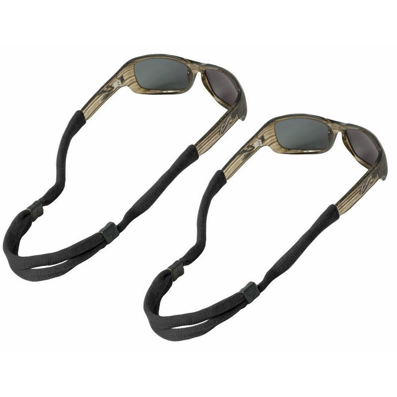 Chums No Tail Adjustable Cotton Eyeglass and Sunglass Retainer / Strap, Black (2 Pack)
