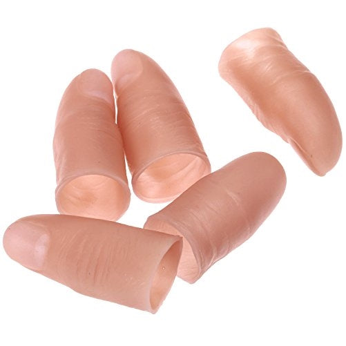 Dophee 5Pcs Finger Magic Trick Fake Soft Thumb Tip Close Up Stage Show Prop Prank Toy