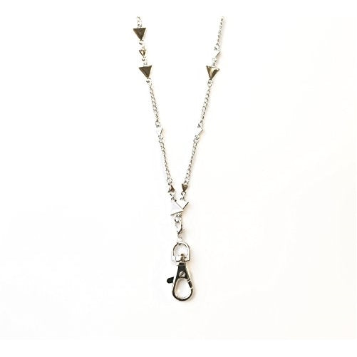 Michelle Women's Fashion Lanyard Silver Triangle Necklace with Swivel Clasp (Silver)