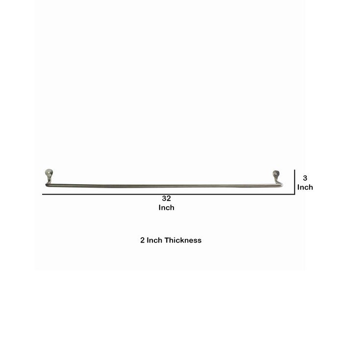 32 Inch Tubular Metal Wall Mounting Bar Hanger, Silver