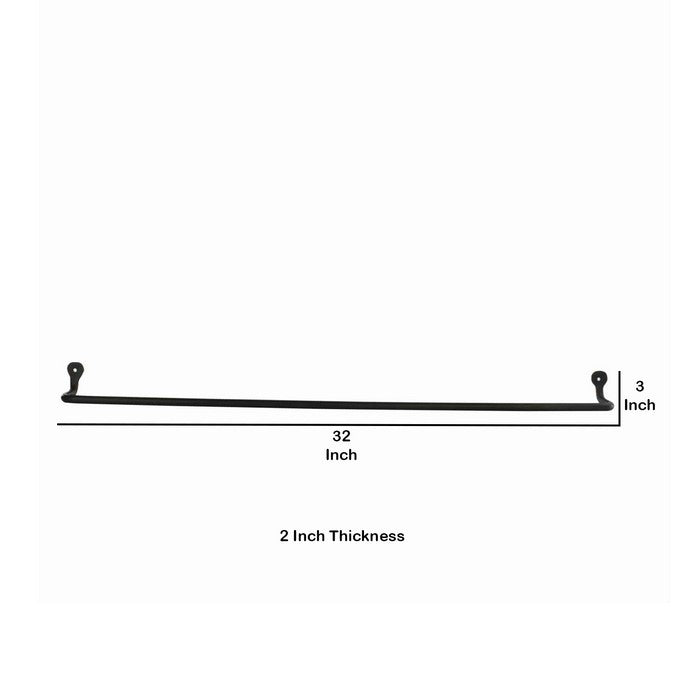32 Inch Tubular Metal Wall Mounting Bar Hanger, Black