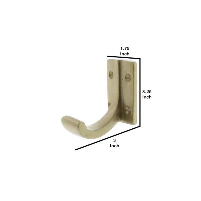Aluminum Vertical Wall Hook with 4 Holes, Brass
