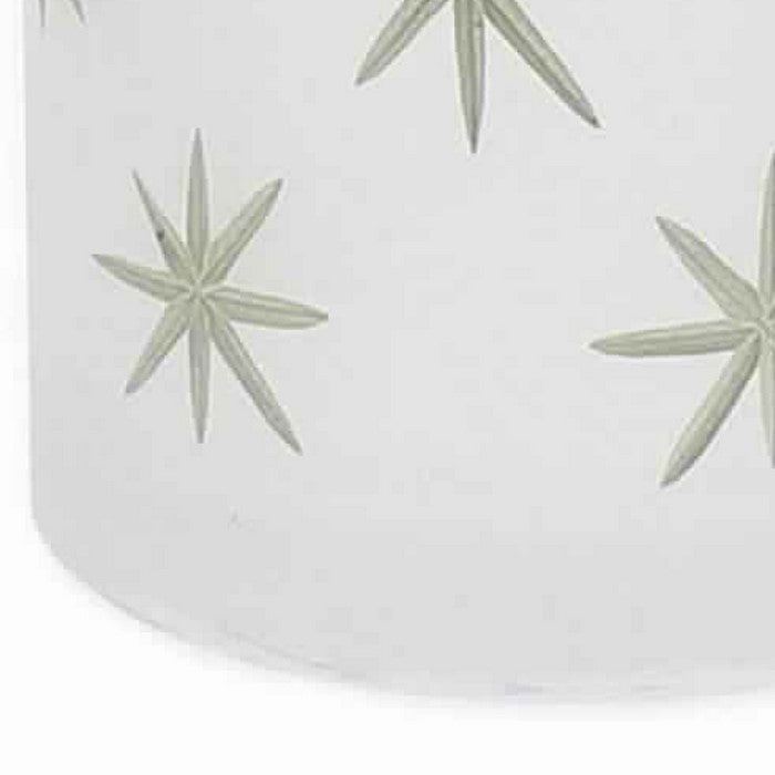 Cylindrical Frosted Glass Hurricane with 8 Point Star Print, Large, White