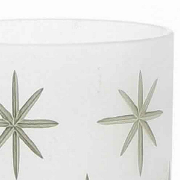 Cylindrical Frosted Glass Hurricane with 8 Point Star Print, Large, White