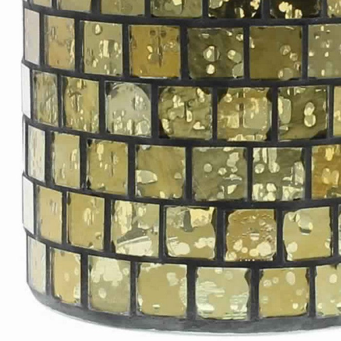 Cylindrical Hurricane with Glass Segments, Medium, Gold and Black