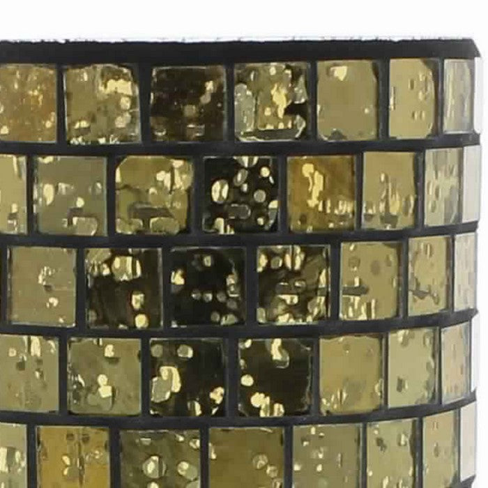 Cylindrical Hurricane with Glass Segments, Medium, Gold and Black
