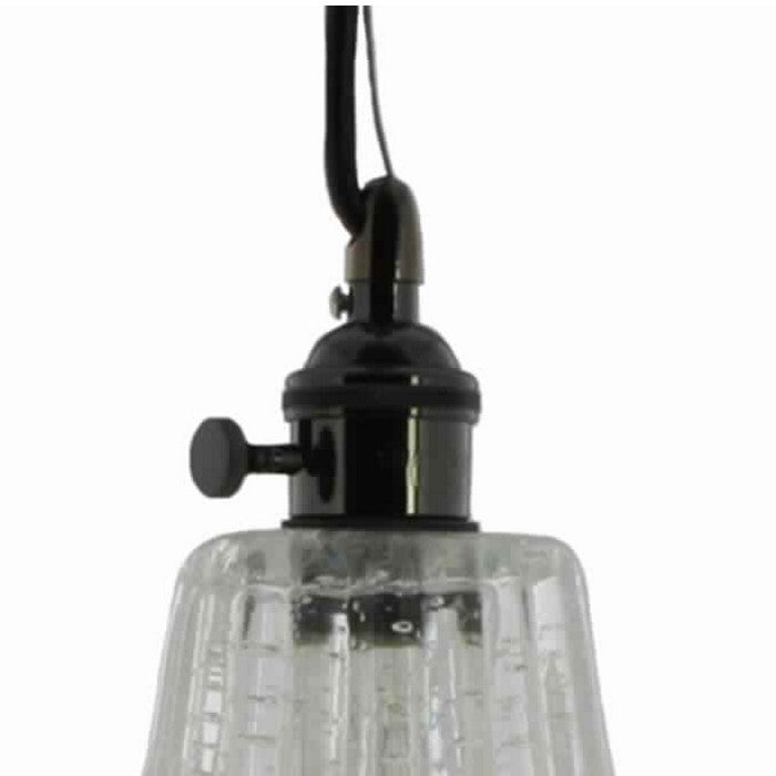 Corrugated Glass Pendant Light with Metal Hardware, Medium, Clear and Black