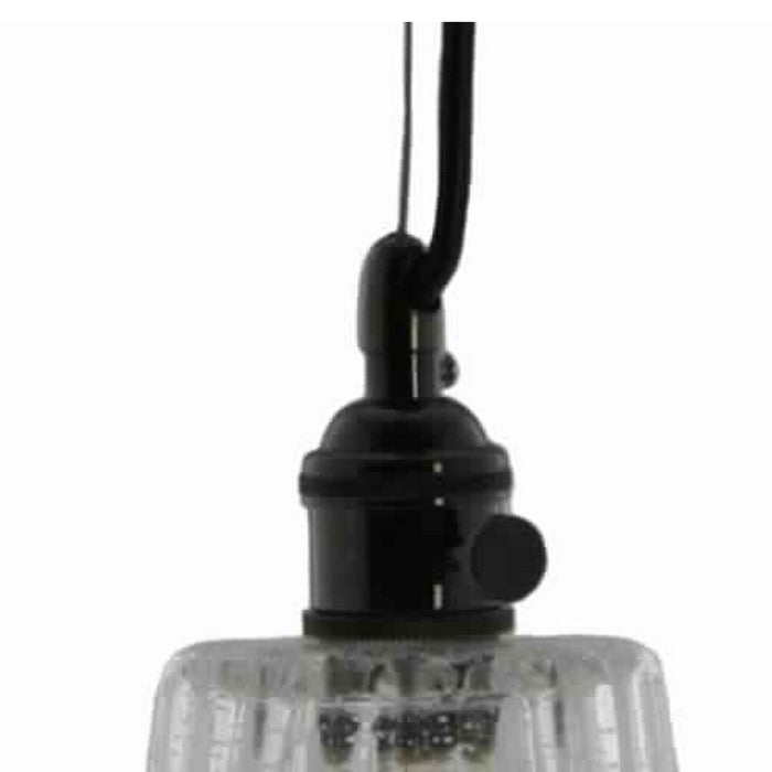 Corrugated Glass Pendant Light with Metal Hardware, Large, Clear and Black