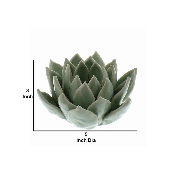 Succulent Shape Ceramic Tealight Holder, Pale Blue
