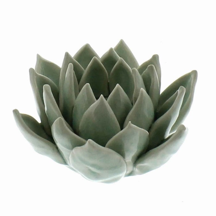 Succulent Shape Ceramic Tealight Holder, Pale Blue