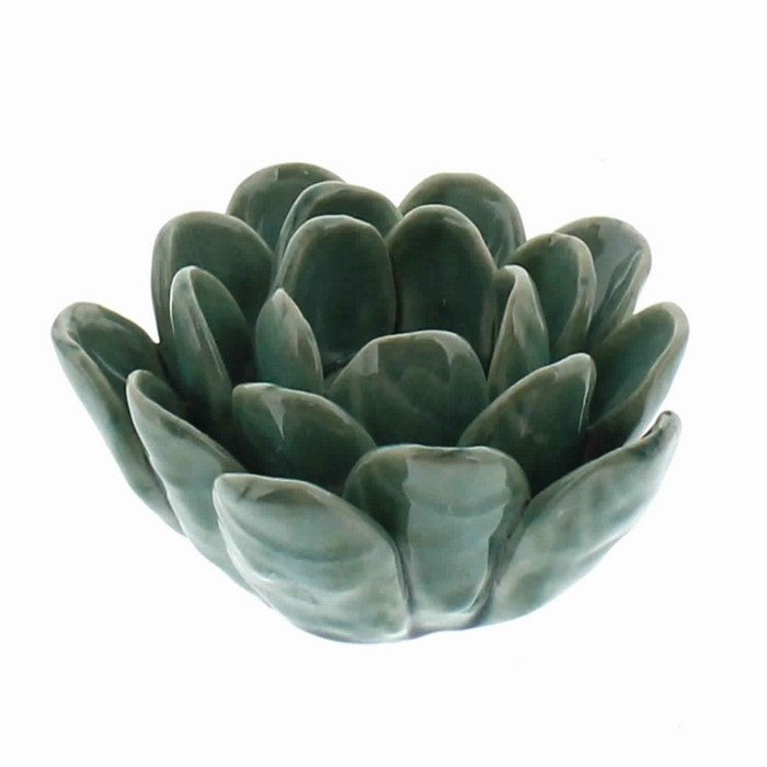Succulent Shape Ceramic Tealight Holder, Blue