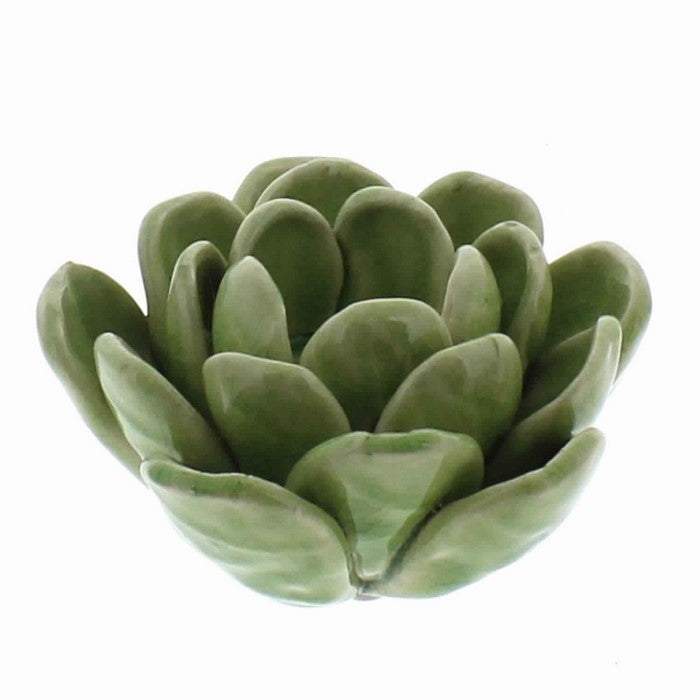 Succulent Shape Ceramic Tealight Holder, Green