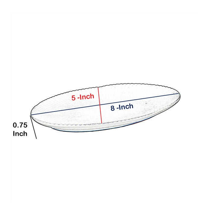 Ceramic Oval Shaped Plate with Ribbed Pattern, Small, Black
