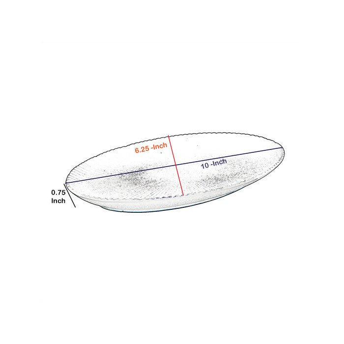 Ceramic Oval Shaped Plate with Ribbed Pattern, Medium, Black