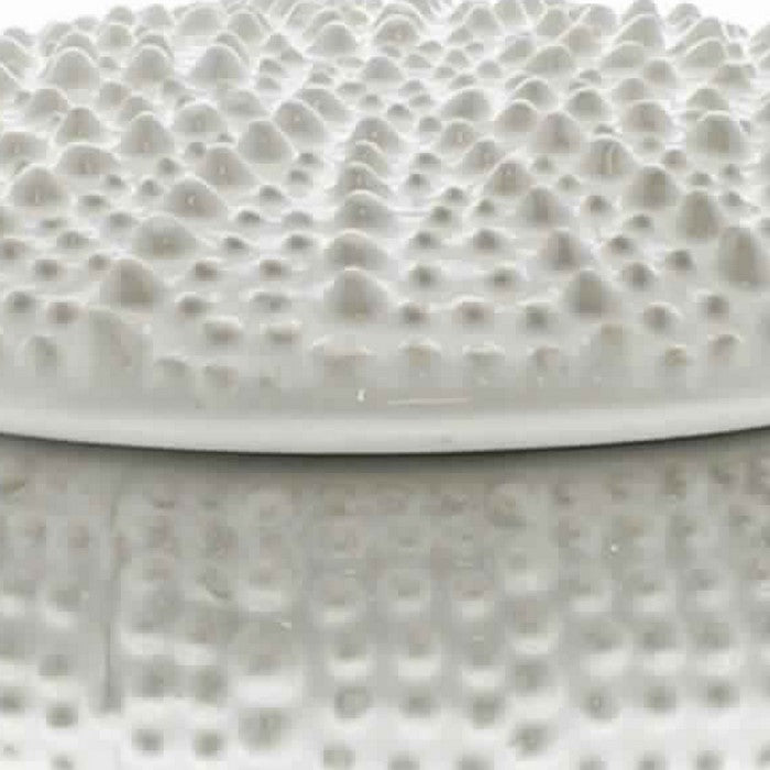 Urchin Textured Round Ceramic Storage Box with Lid, Large, White