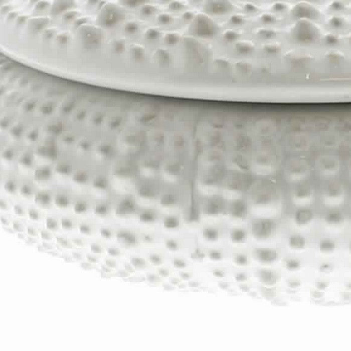 Urchin Textured Round Ceramic Storage Box with Lid, Large, White