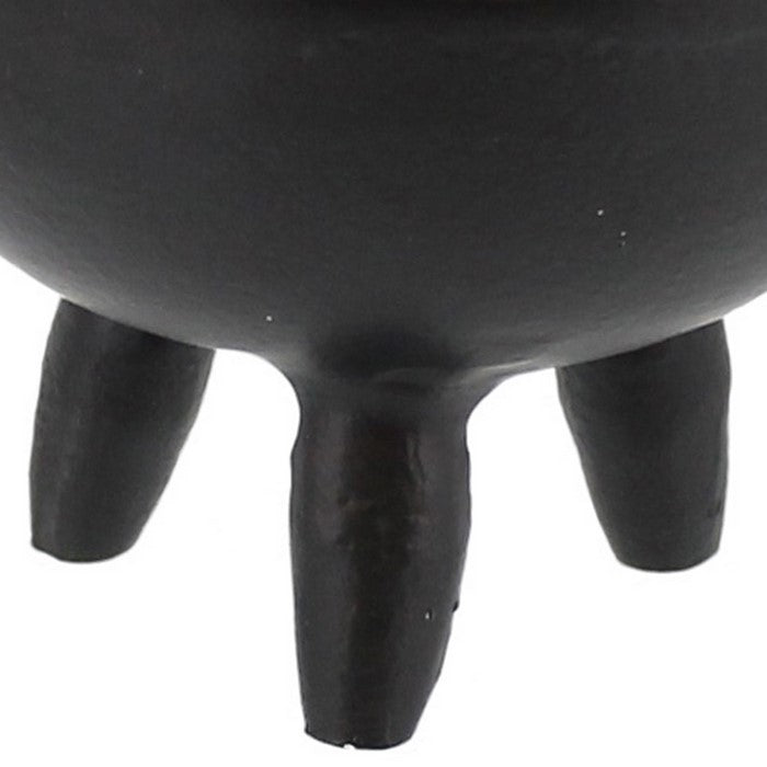 Round Metal Incense Holder with Angular Leg Support, Matte Black