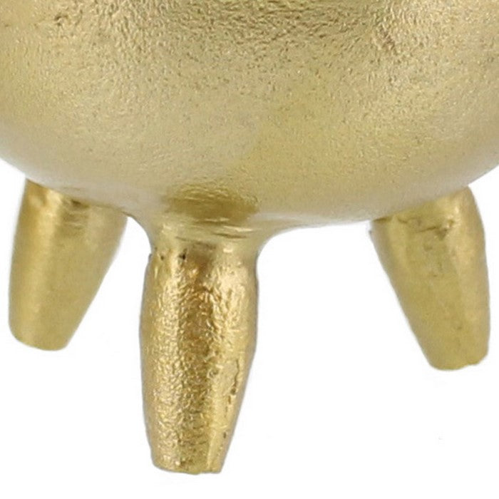 Round Metal Incense Holder with Angular Leg Support, Gold