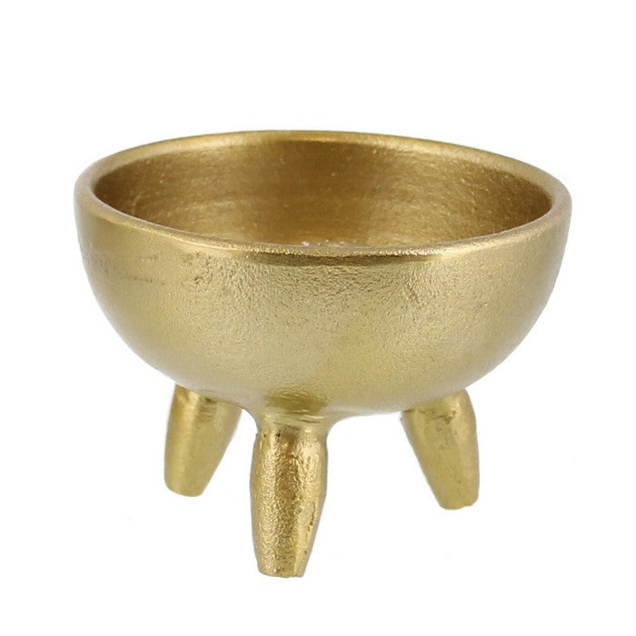 Round Metal Incense Holder with Angular Leg Support, Gold