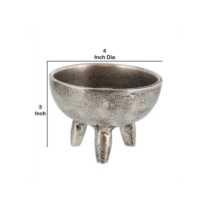 Round Metal Incense Holder with Angular Leg Support, Silver