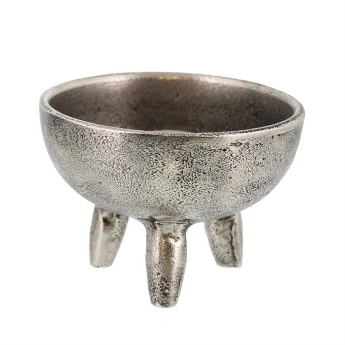 Round Metal Incense Holder with Angular Leg Support, Silver