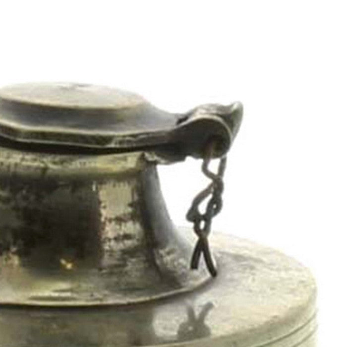 Metal Ink Pot with Round Base and Rustic Details, Brass