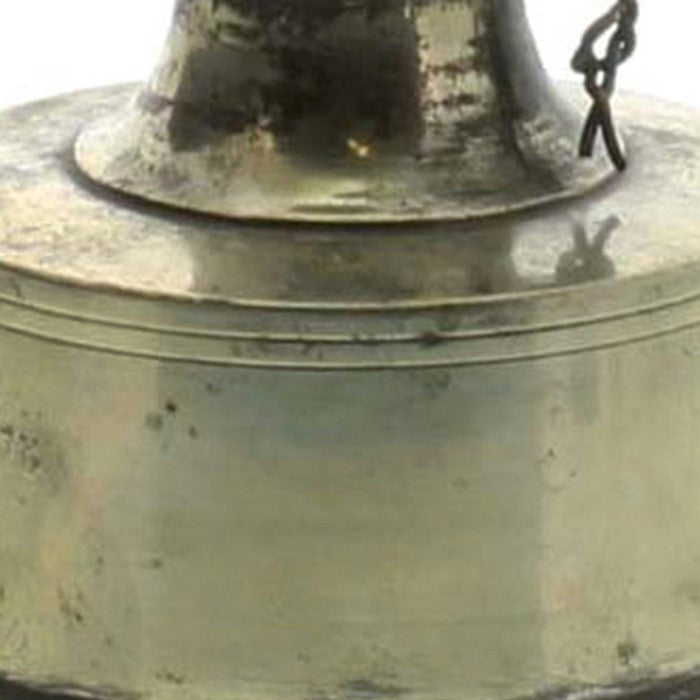 Metal Ink Pot with Round Base and Rustic Details, Brass