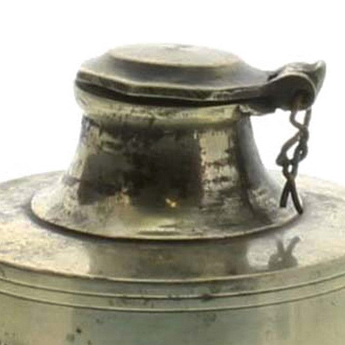 Metal Ink Pot with Round Base and Rustic Details, Brass
