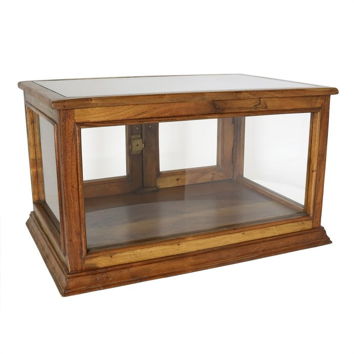 Rectangular Wooden Tabletop Case with 2 Doors, Brown and Gray