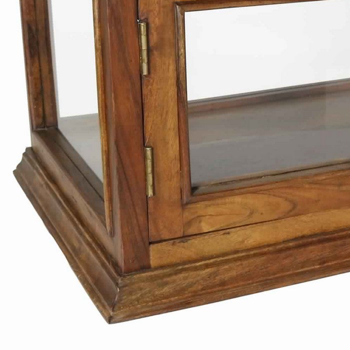 Rectangular Wooden Tabletop Case with 2 Doors, Brown and Gray