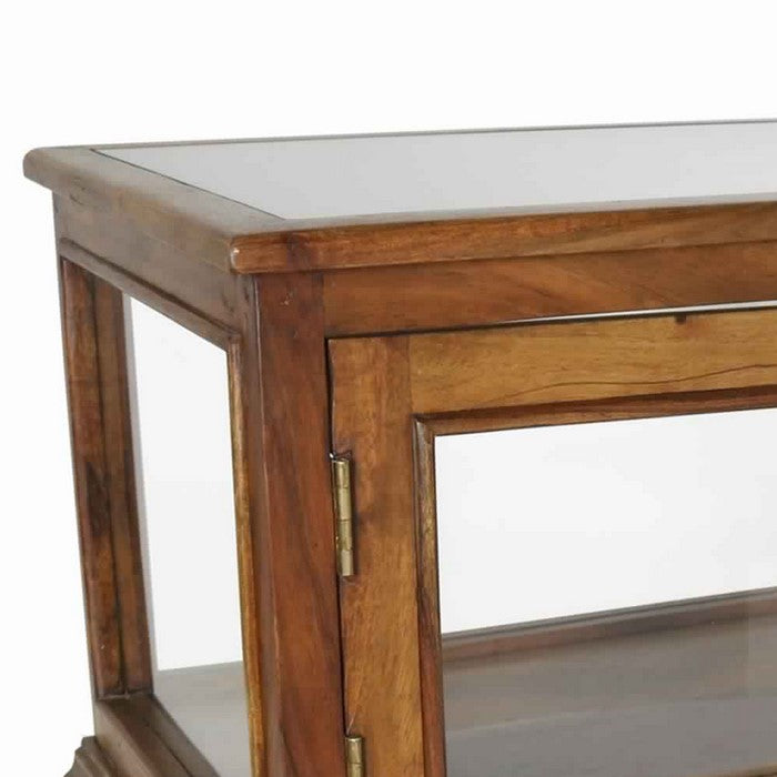 Rectangular Wooden Tabletop Case with 2 Doors, Brown and Gray