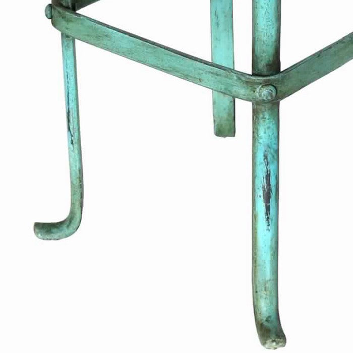 Metal Plant Stand with Round Top and Tubular Legs, Blue