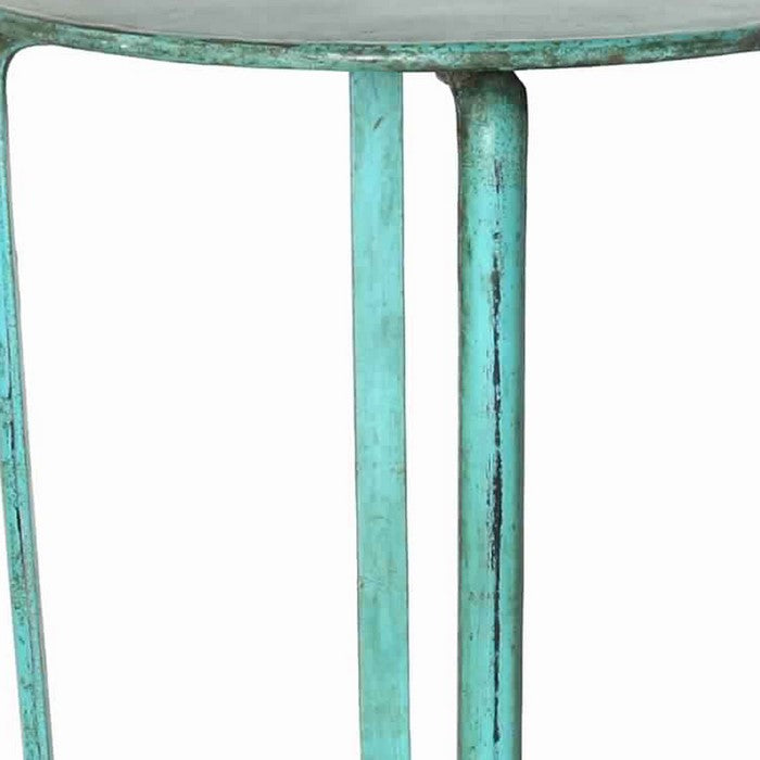 Metal Plant Stand with Round Top and Tubular Legs, Blue